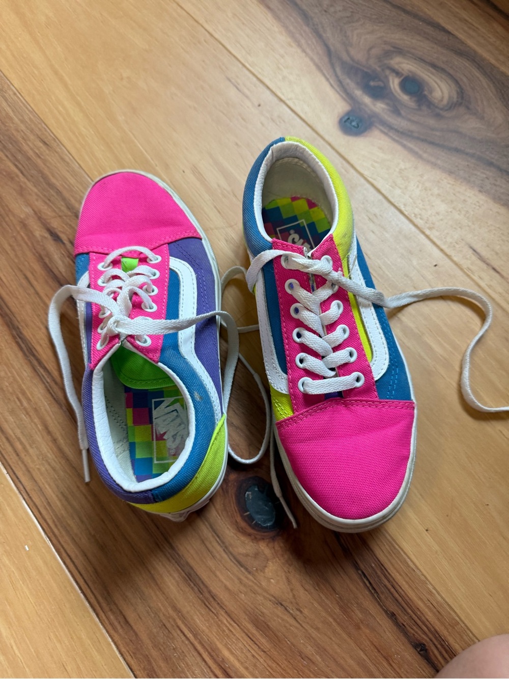 Vans Kids Multicolor Canvas Lace-Up Sneakers - Pink/Blue/Green/Yellow